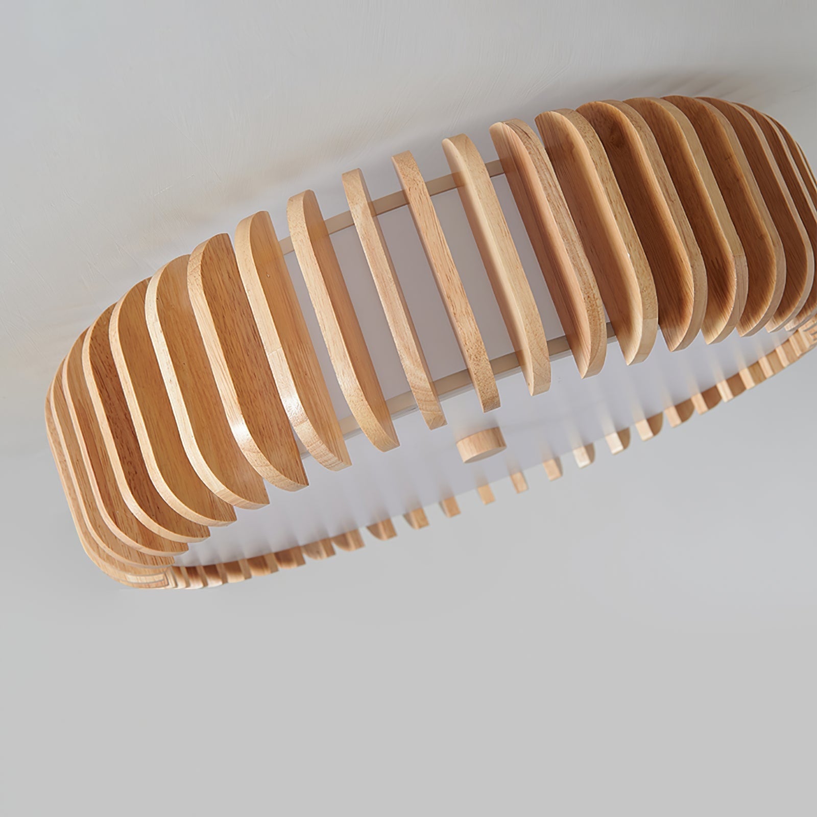 Ceiling Light Flush Mount Wooden Drum LED Home - Image 20