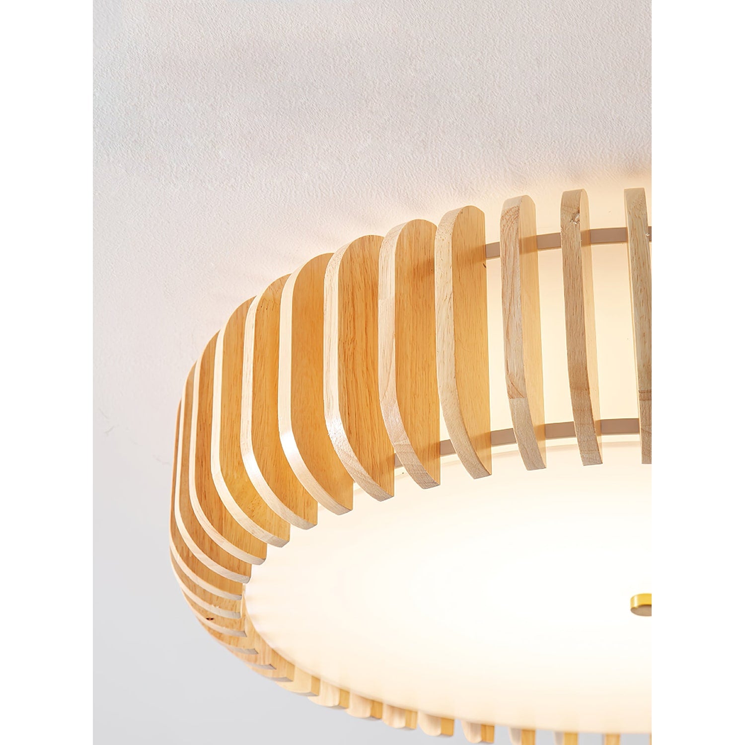 Ceiling Light Flush Mount Wooden Drum LED Home - Image 21