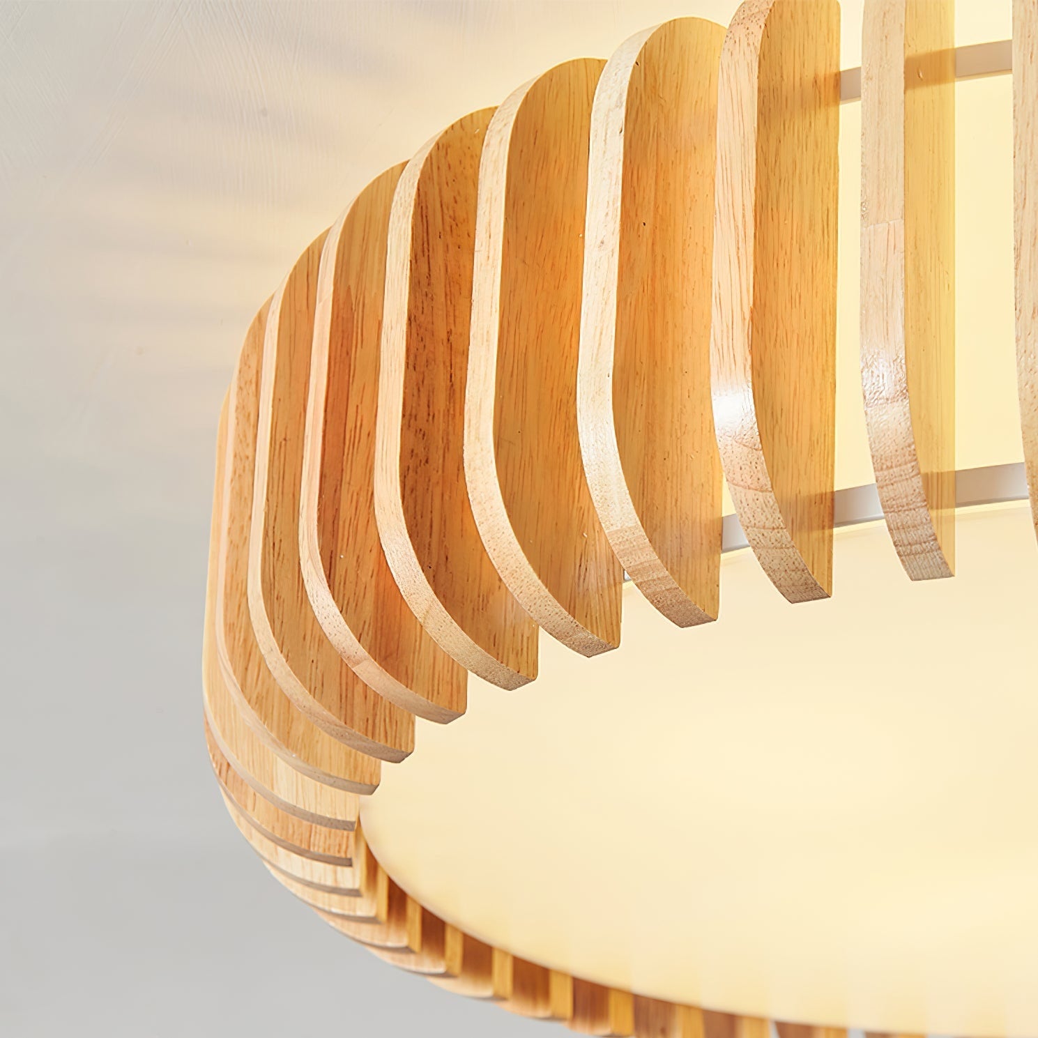 Ceiling Light Flush Mount Wooden Drum LED Home - Image 22