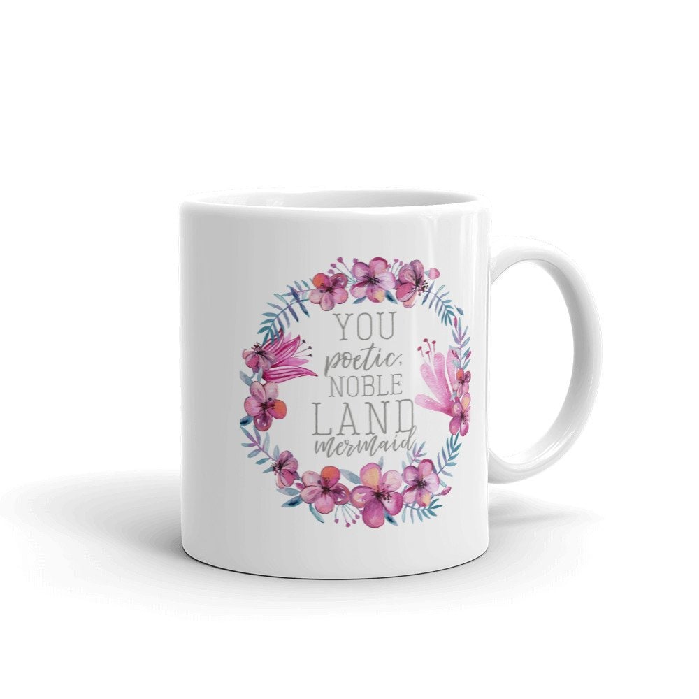 Ceramic Coffee Mug and Cup with Floral Wreath Quote Print 350ml White Glossy Heated - Image 2
