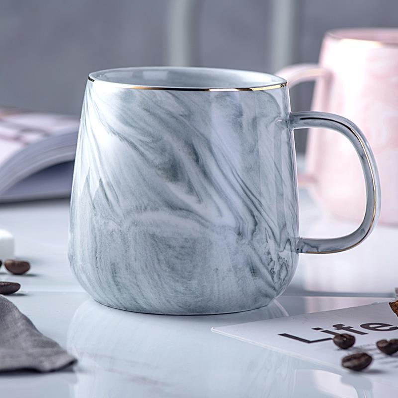 Ceramic Coffee Mug with Marble Pattern and Gold Rim Cup - Image 1