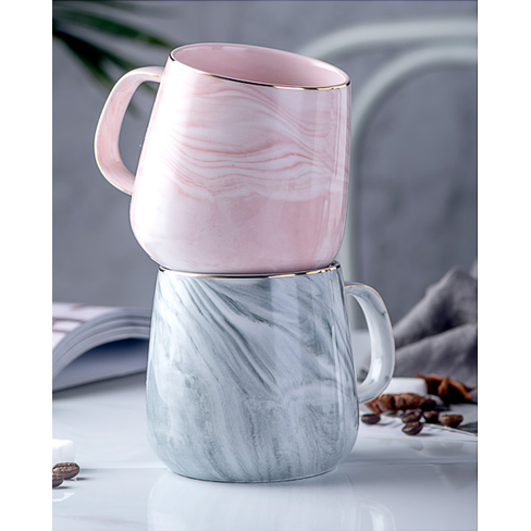 Ceramic Coffee Mug with Marble Pattern and Gold Rim Cup - Image 2