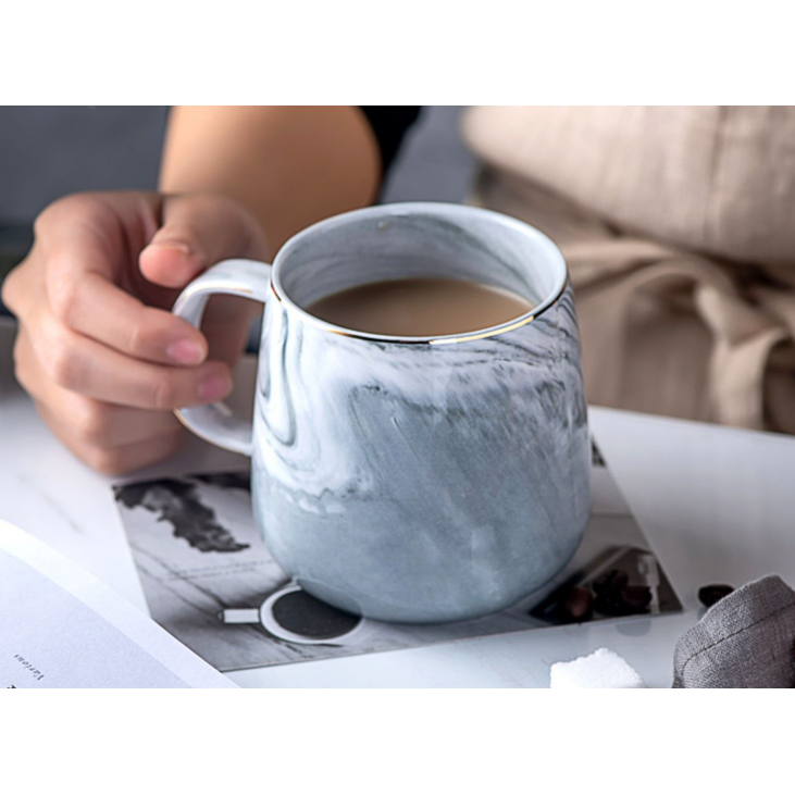 Ceramic Coffee Mug with Marble Pattern and Gold Rim Cup - Image 3
