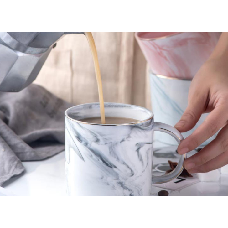 Ceramic Coffee Mug with Marble Pattern and Gold Rim Cup - Image 4