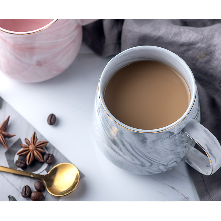 Ceramic Coffee Mug with Marble Pattern and Gold Rim Cup - Image 5