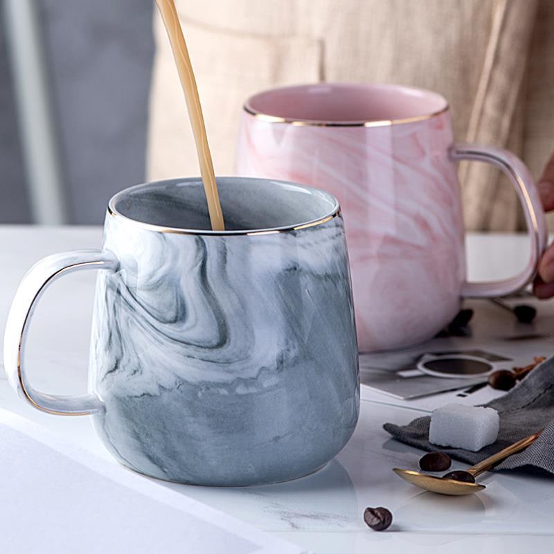 Ceramic Coffee Mug with Marble Pattern and Gold Rim Cup - Image 7