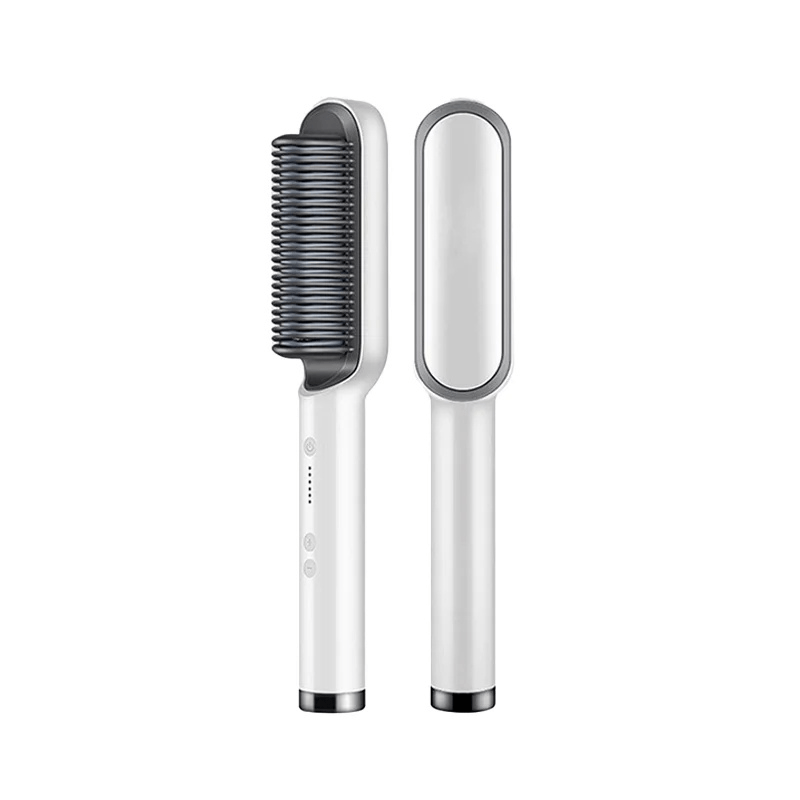 Ceramic Hair Straightener Brush Professional Anti-Burn Heated Comb Teeth LED Adjustable Temperature - Image 4