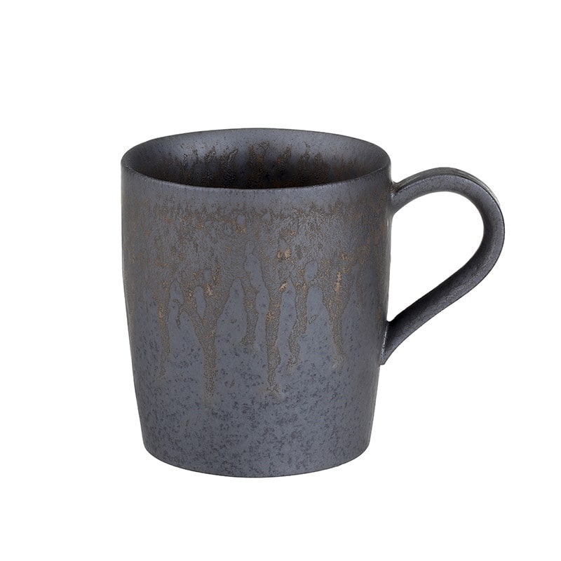 Ceramic Reusable Iced Coffee Cup and Saucer with Textured Glaze Drip Pattern - Image 1