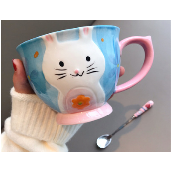 Ceramic Soup Mug and Coffee Set with Handle Large Microwave Safe Oatmeal with Spoon - Image 5