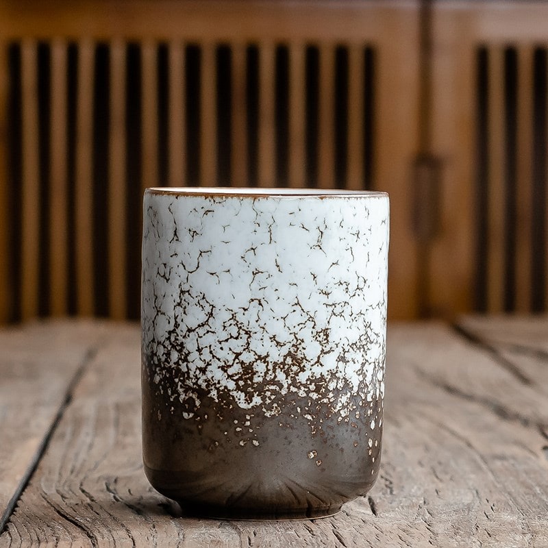 Ceramic Teacup Japanese Style with Handleless Design and Crackle Glaze Finish In Bulk - Image 1