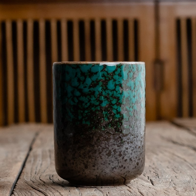 Ceramic Teacup Japanese Style with Handleless Design and Crackle Glaze Finish In Bulk - Image 2