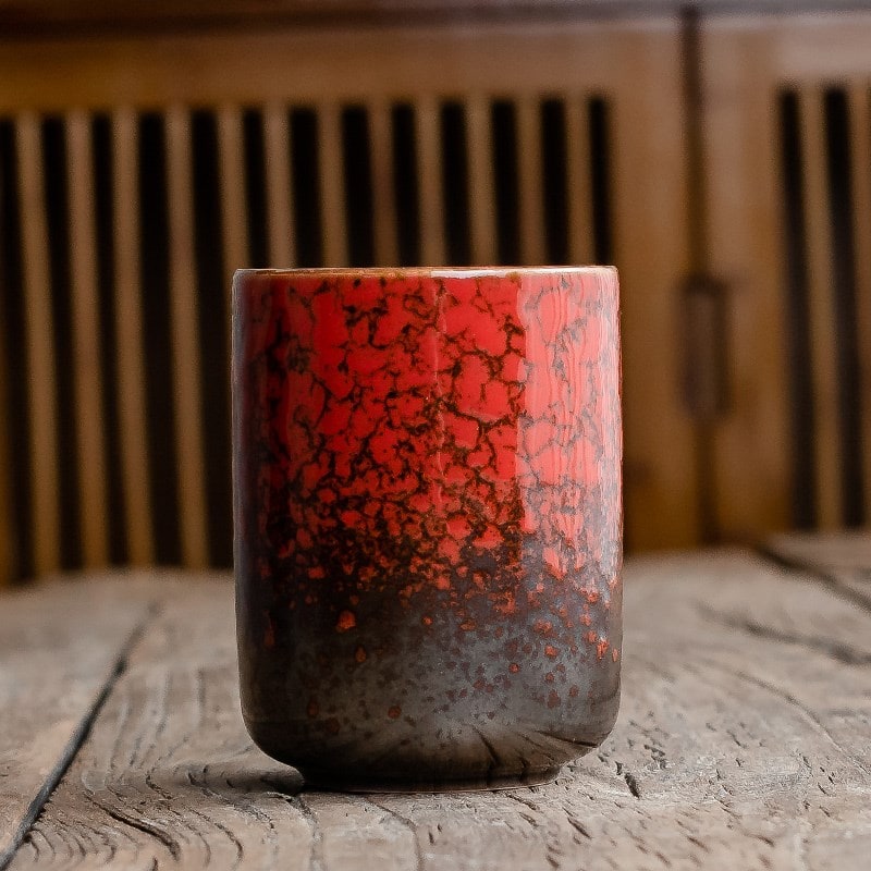 Ceramic Teacup Japanese Style with Handleless Design and Crackle Glaze Finish In Bulk - Image 3