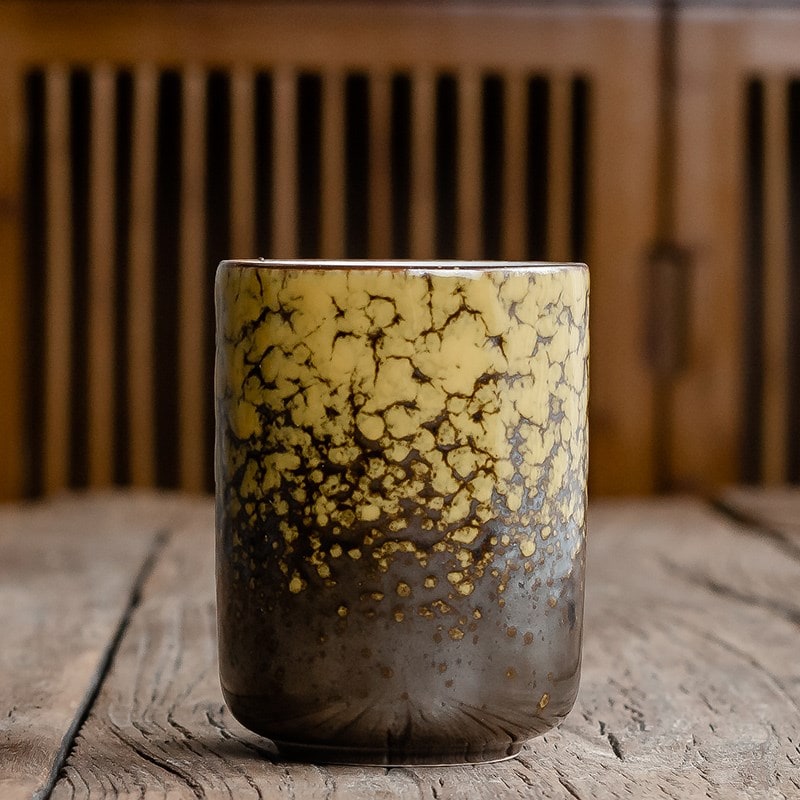 Ceramic Teacup Japanese Style with Handleless Design and Crackle Glaze Finish In Bulk - Image 5