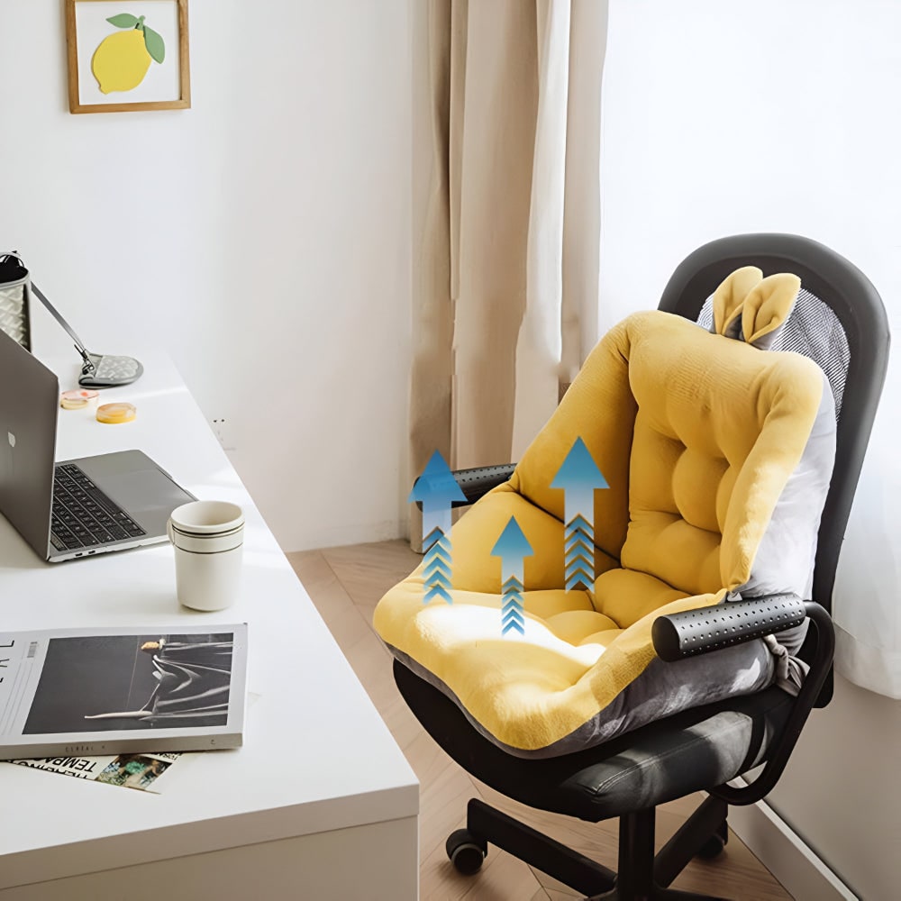 Chair Cushion Office Tufted Seat Velvet Plush Back Support Wings - Image 5