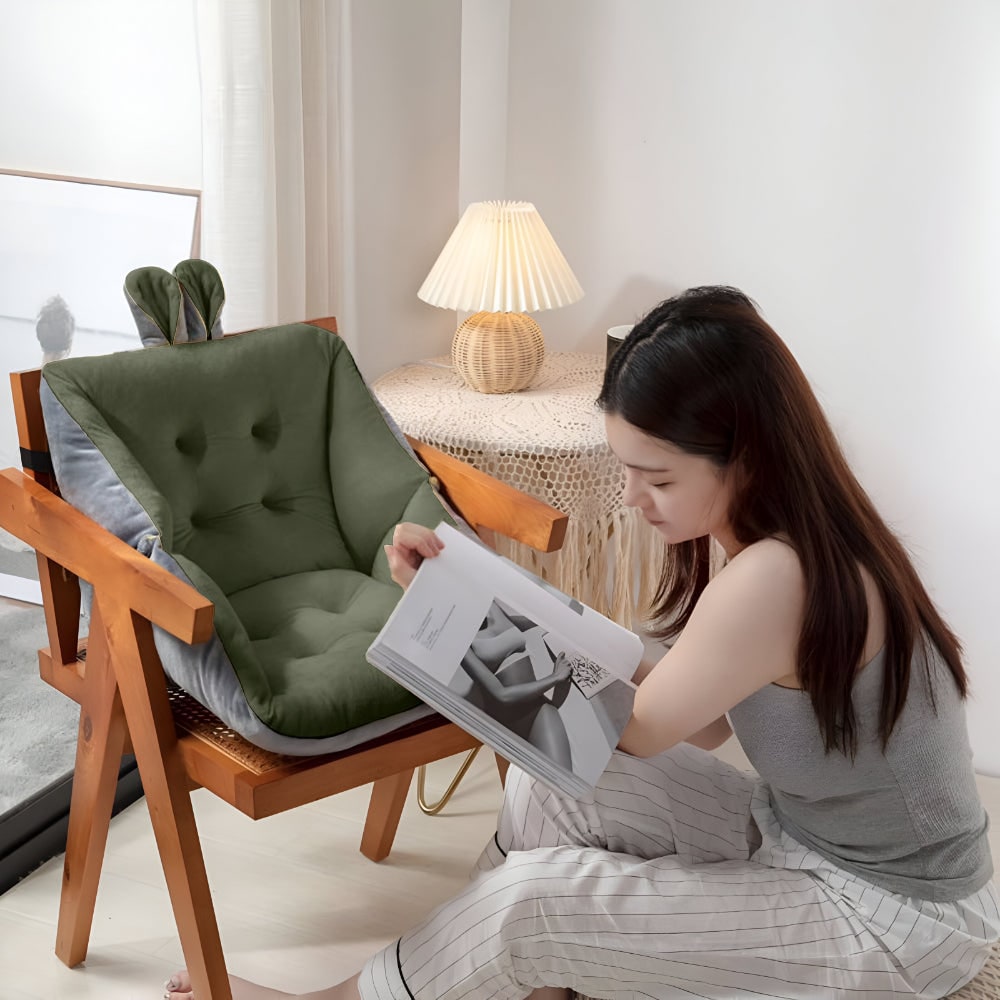 Chair Cushion Office Tufted Seat Velvet Plush Back Support Wings - Image 6
