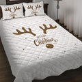 Christmas Bedding Set with Reindeer Quilt and 2 Pillow Shams Microfiber Diamond Quilted - Image 1