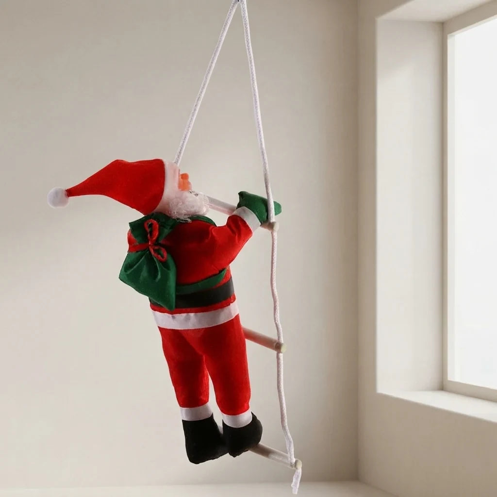 Christmas Decoration Climbing Santa with Rope Ladder for Indoor Tree and Wall Hanging - Image 1