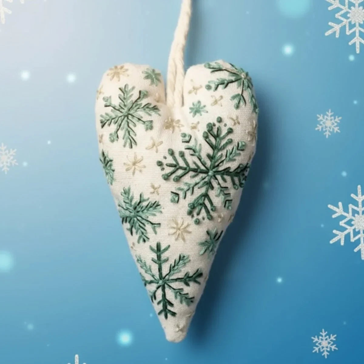 Christmas Embroidery Kit for Beginners with Heart-Shaped Ornament Fabric Thread and Hoop - Image 9