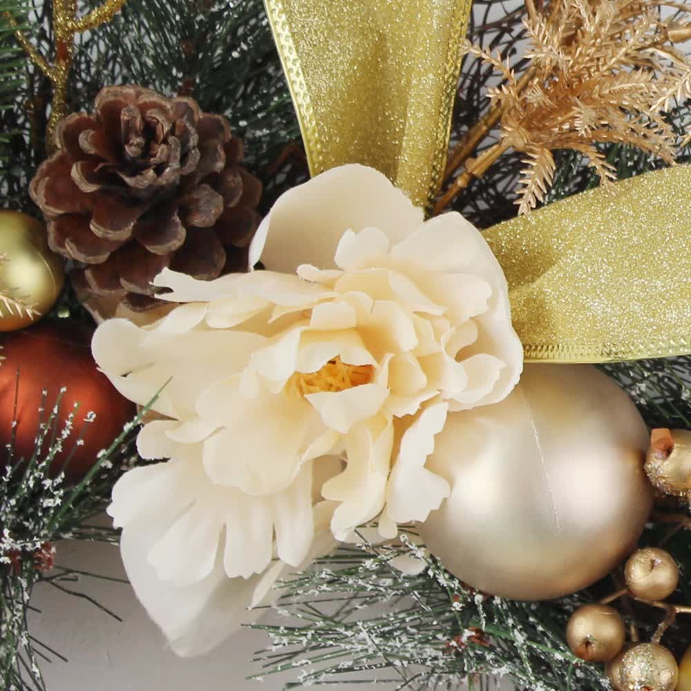 Christmas Garland for Mantle with Artificial Pine Ornaments and Gold Accents - Image 11