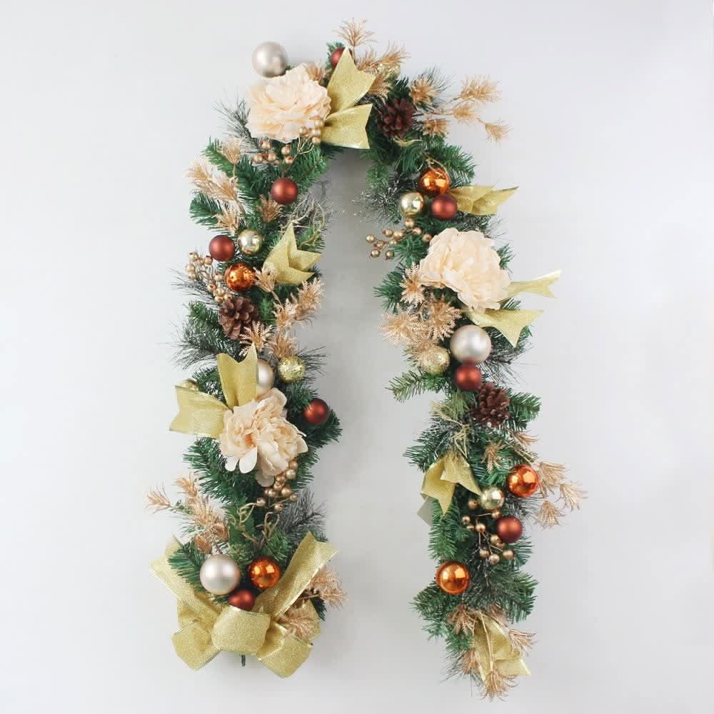 Christmas Garland for Mantle with Artificial Pine Ornaments and Gold Accents - Image 6