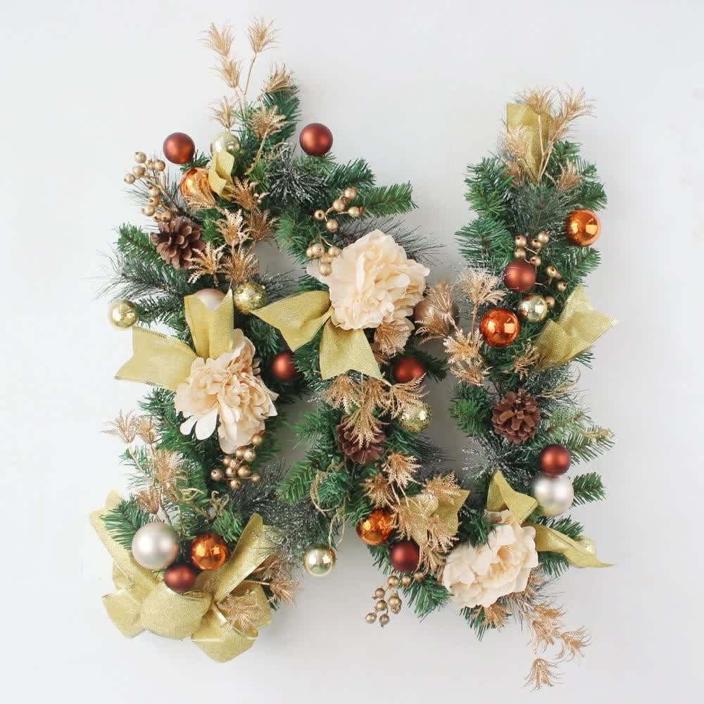 Christmas Garland for Mantle with Artificial Pine Ornaments and Gold Accents - Image 7