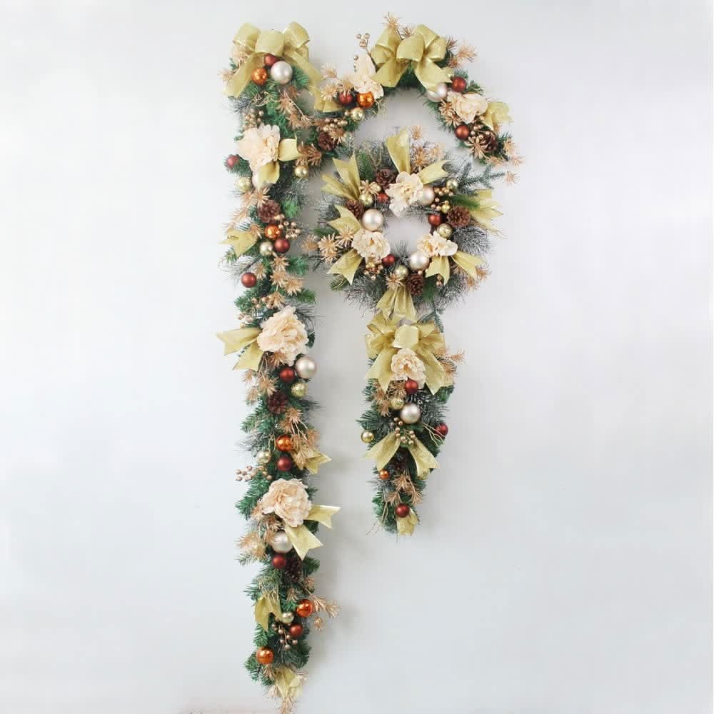 Christmas Garland for Mantle with Artificial Pine Ornaments and Gold Accents - Image 8