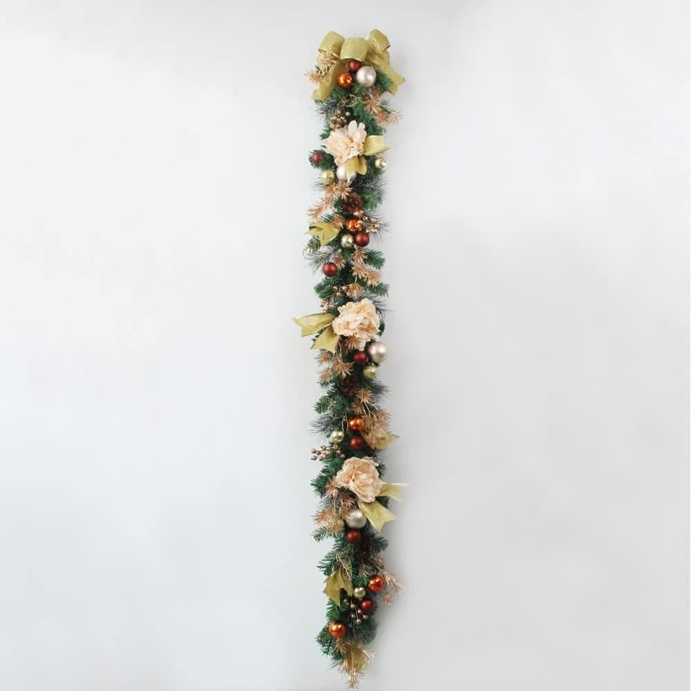 Christmas Garland for Mantle with Artificial Pine Ornaments and Gold Accents - Image 9