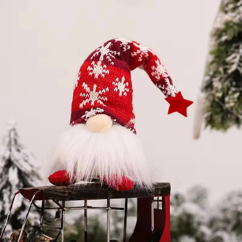 Christmas Gnome Light Up Plush Decoration with Knit Snowflake Hat and LED Glow - Image 14