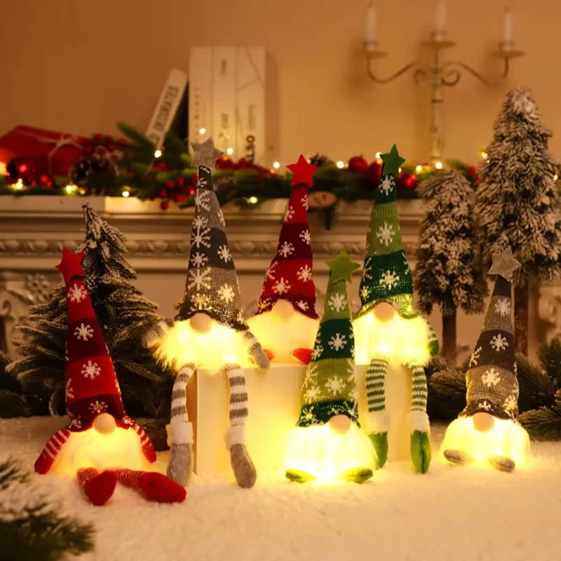 Christmas Gnome Light Up Plush Decoration with Knit Snowflake Hat and LED Glow - Image 5