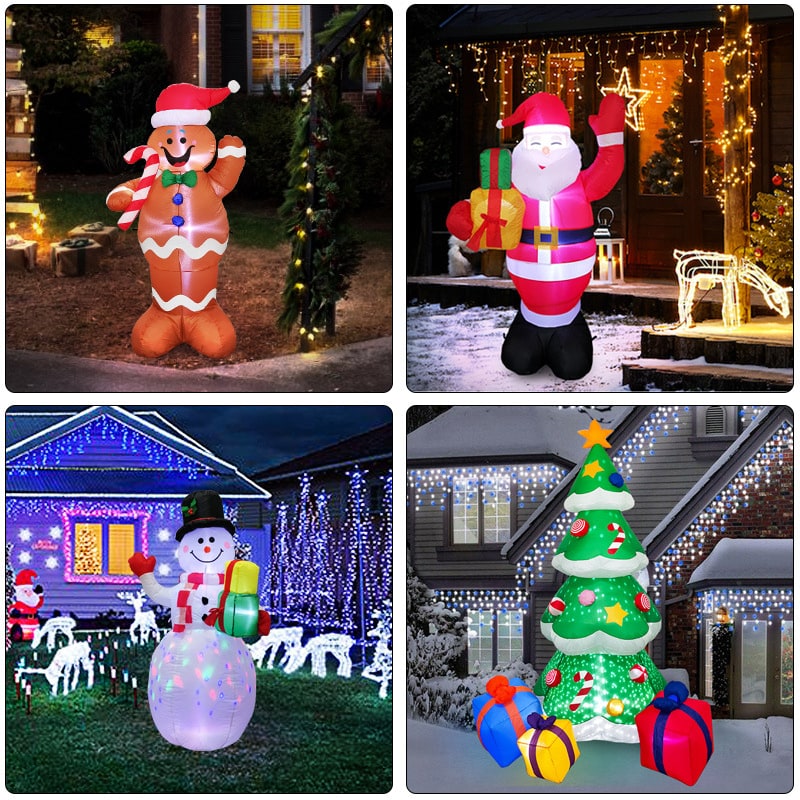 Christmas Lights Inflatable Outdoor Yard Decorations with LED Glow and Metal Stand - Image 2