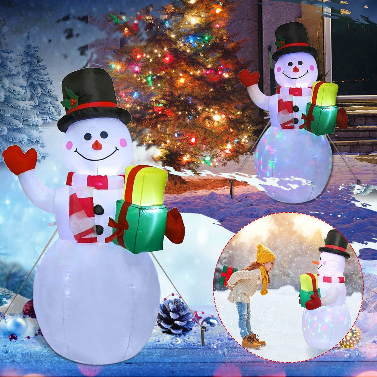 Christmas Lights Inflatable Outdoor Yard Decorations with LED Glow and Metal Stand - Image 8