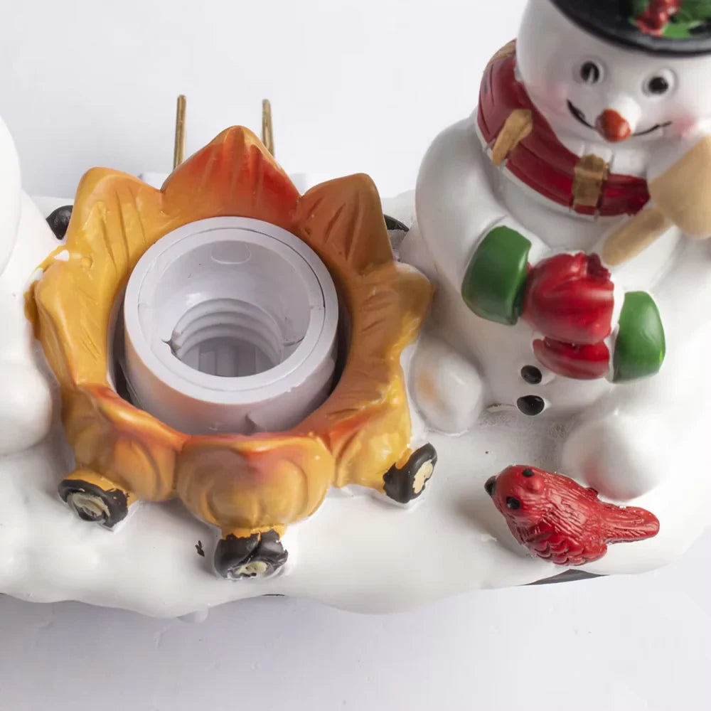 Christmas Night Light with Snowman Campfire Design and Decorative Resin Figures - Image 4