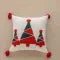 Christmas Pillow Cover with Festive Embroidered Design and Woven Square Throw Accent - Image 2