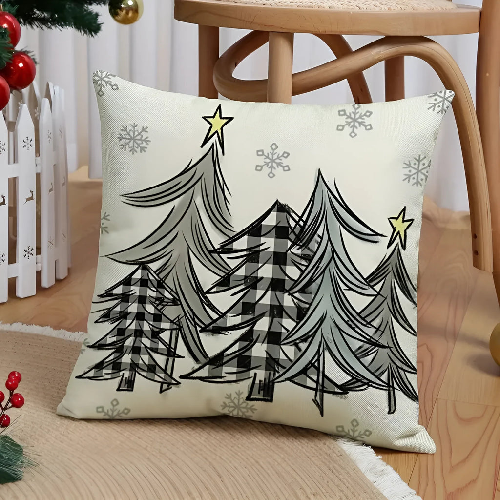 Christmas Pillow Covers Set of 4 Square Decorative with Hidden Zipper and Festive Gnome Print - Image 2