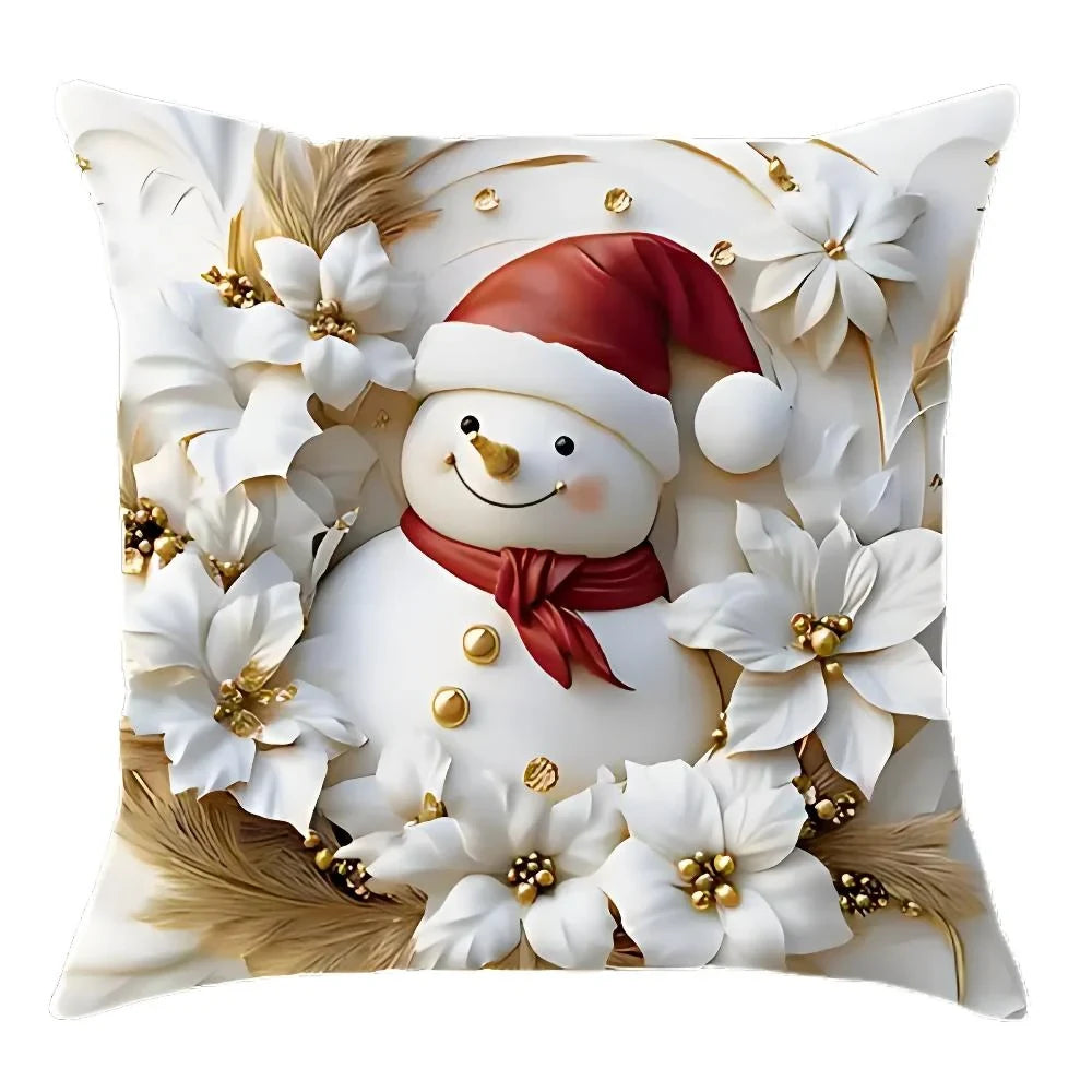 Christmas Pillow Covers Set of 4 Square Throw with 3D Holiday Designs and Hidden Zippers - Image 5