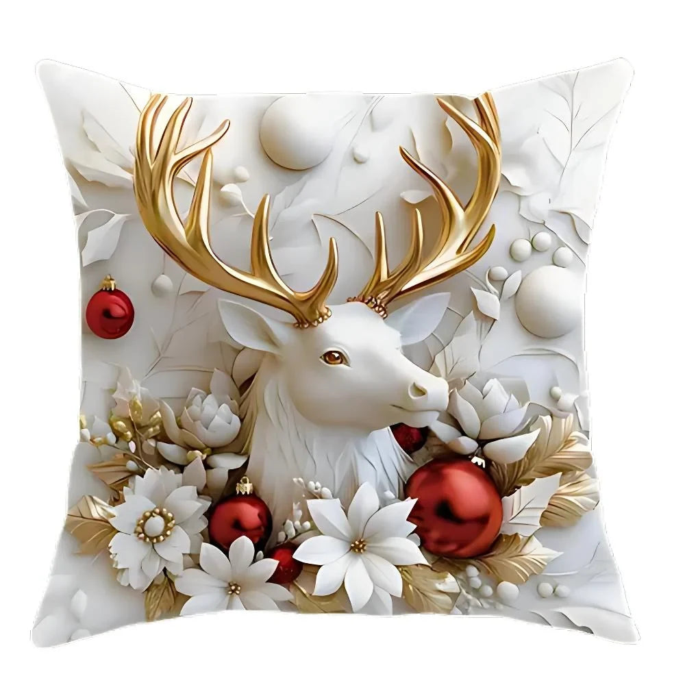 Christmas Pillow Covers Set of 4 Square Throw with 3D Holiday Designs and Hidden Zippers - Image 8