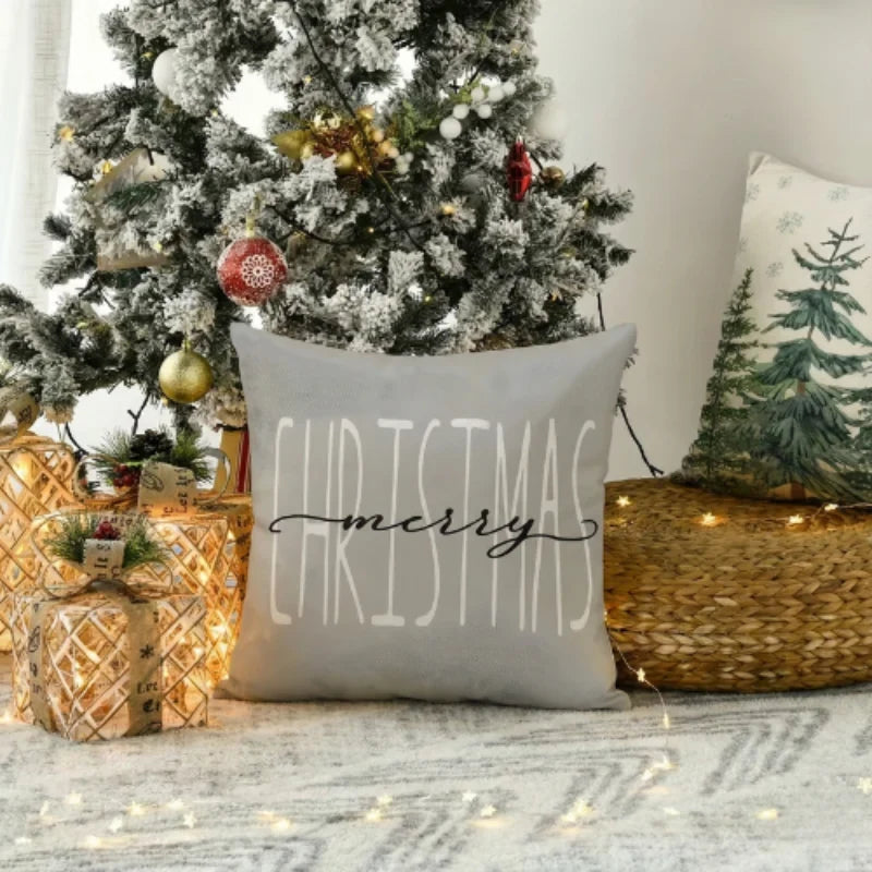 Christmas Pillow Covers Set of 4 with Hidden Zipper and Festive Woven Design - Image 4