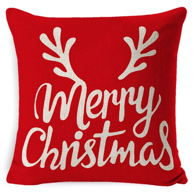 Christmas Pillow Covers with Throw Square Decorative Accent Festive Linen-Look Design - Image 1