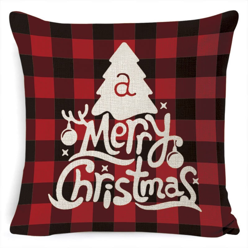 Christmas Pillow Covers with Throw Square Decorative Accent Festive Linen-Look Design - Image 15
