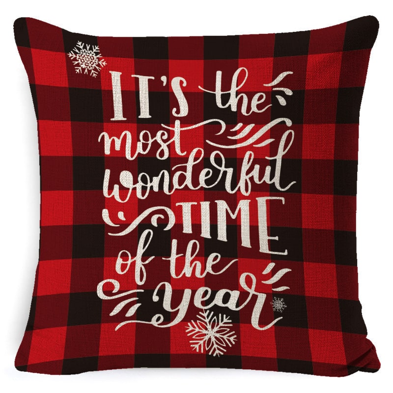 Christmas Pillow Covers with Throw Square Decorative Accent Festive Linen-Look Design - Image 18