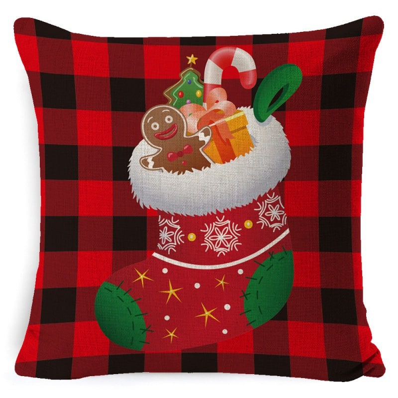 Christmas Pillow Covers with Throw Square Decorative Accent Festive Linen-Look Design - Image 2