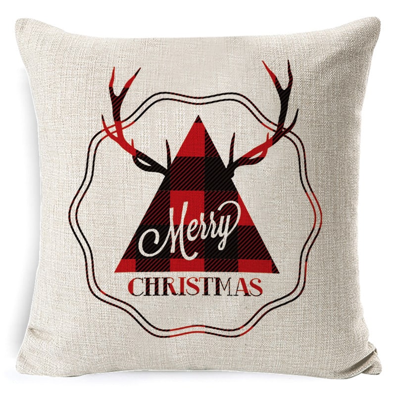 Christmas Pillow Covers with Throw Square Decorative Accent Festive Linen-Look Design - Image 24