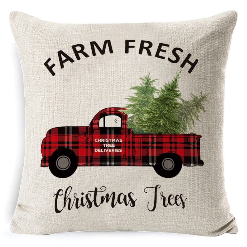 Christmas Pillow Covers with Throw Square Decorative Accent Festive Linen-Look Design - Image 32