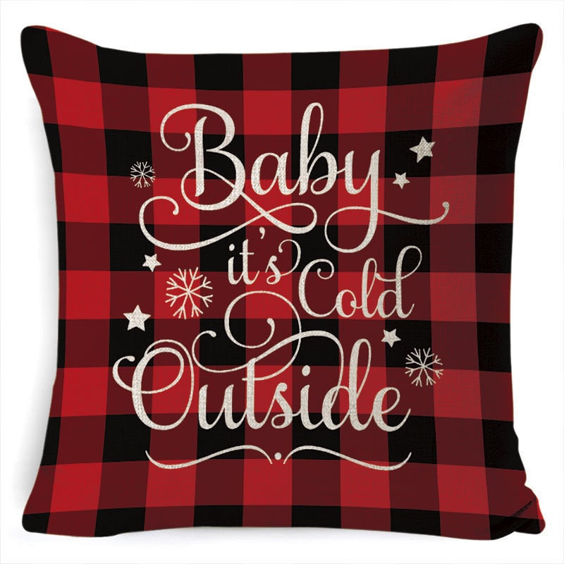 Christmas Pillow Covers with Throw Square Decorative Accent Festive Linen-Look Design - Image 33
