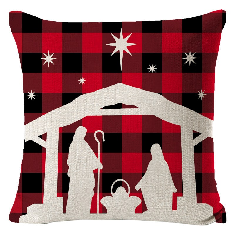 Christmas Pillow Covers with Throw Square Decorative Accent Festive Linen-Look Design - Image 4