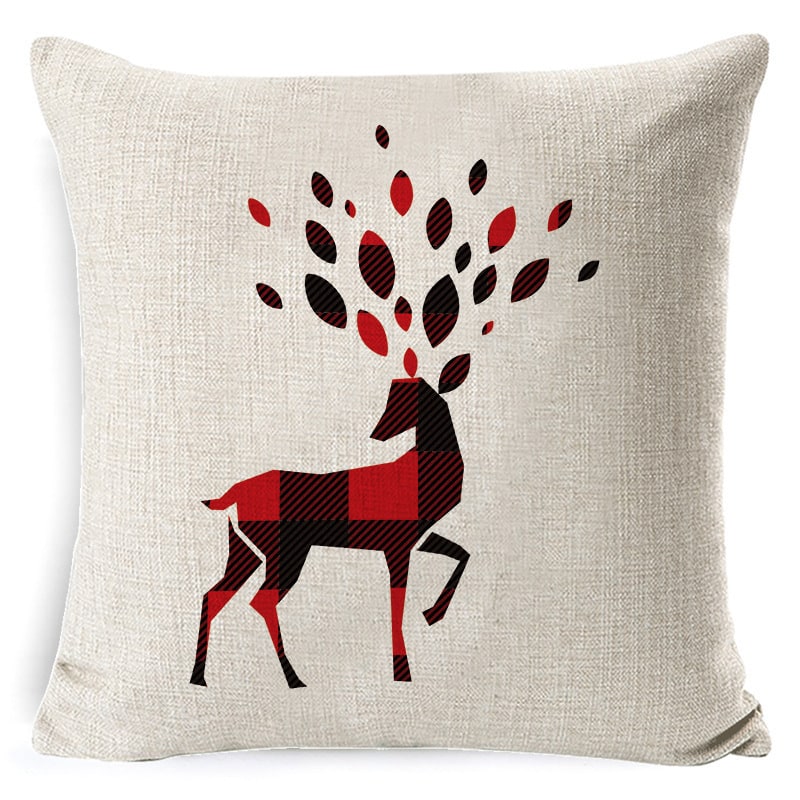 Christmas Pillow Covers with Throw Square Decorative Accent Festive Linen-Look Design - Image 5