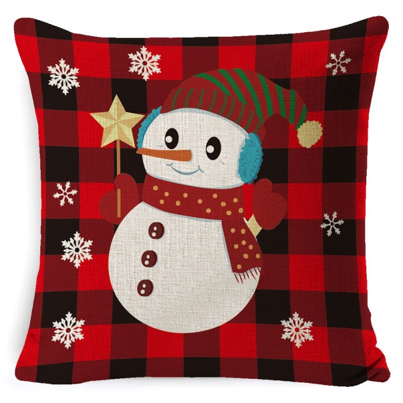 Christmas Pillow Covers with Throw Square Decorative Accent Festive Linen-Look Design - Image 9