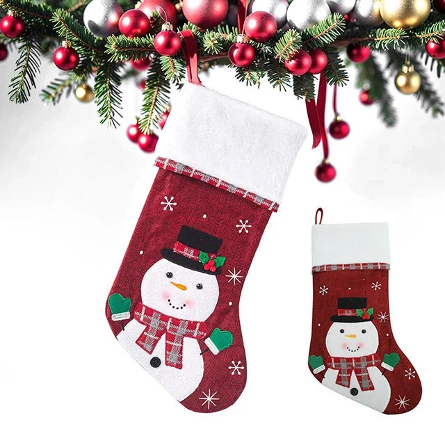Christmas Stockings with Plush Cuff Embroidered Snowflakes and Character Appliques Pack of 2 - Image 11