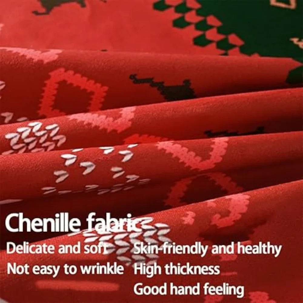 Christmas Tablecloth with Plaid Pattern and Chenille Fabric for Holiday Dining - Image 3