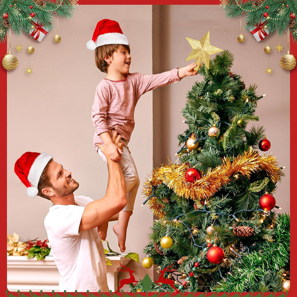 Christmas Tree Topper Star with Glitter Finish 8 Inch Shatterproof Plastic Holiday Decoration - Image 2